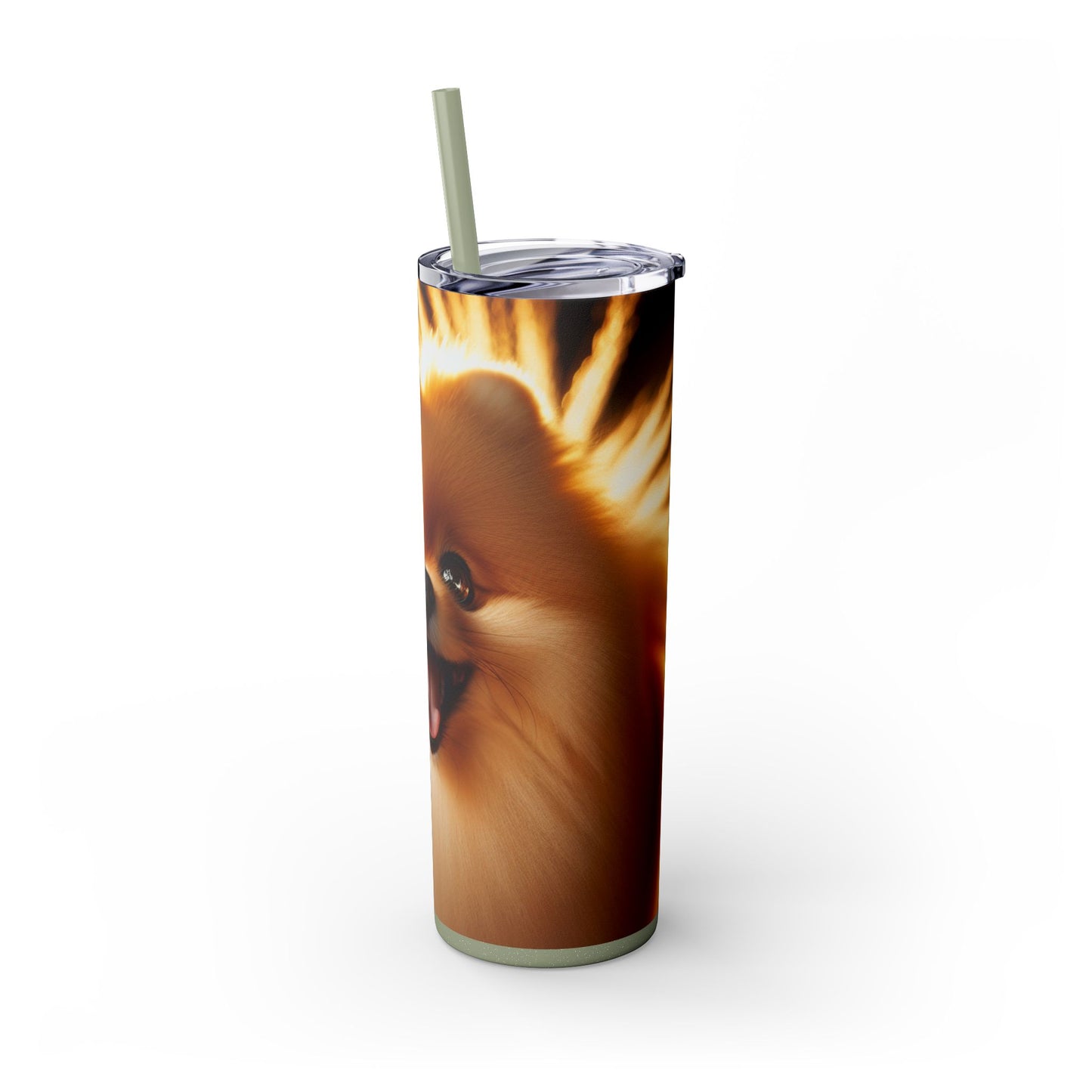 Pomeranian Skinny Tumbler with Straw, 20oz