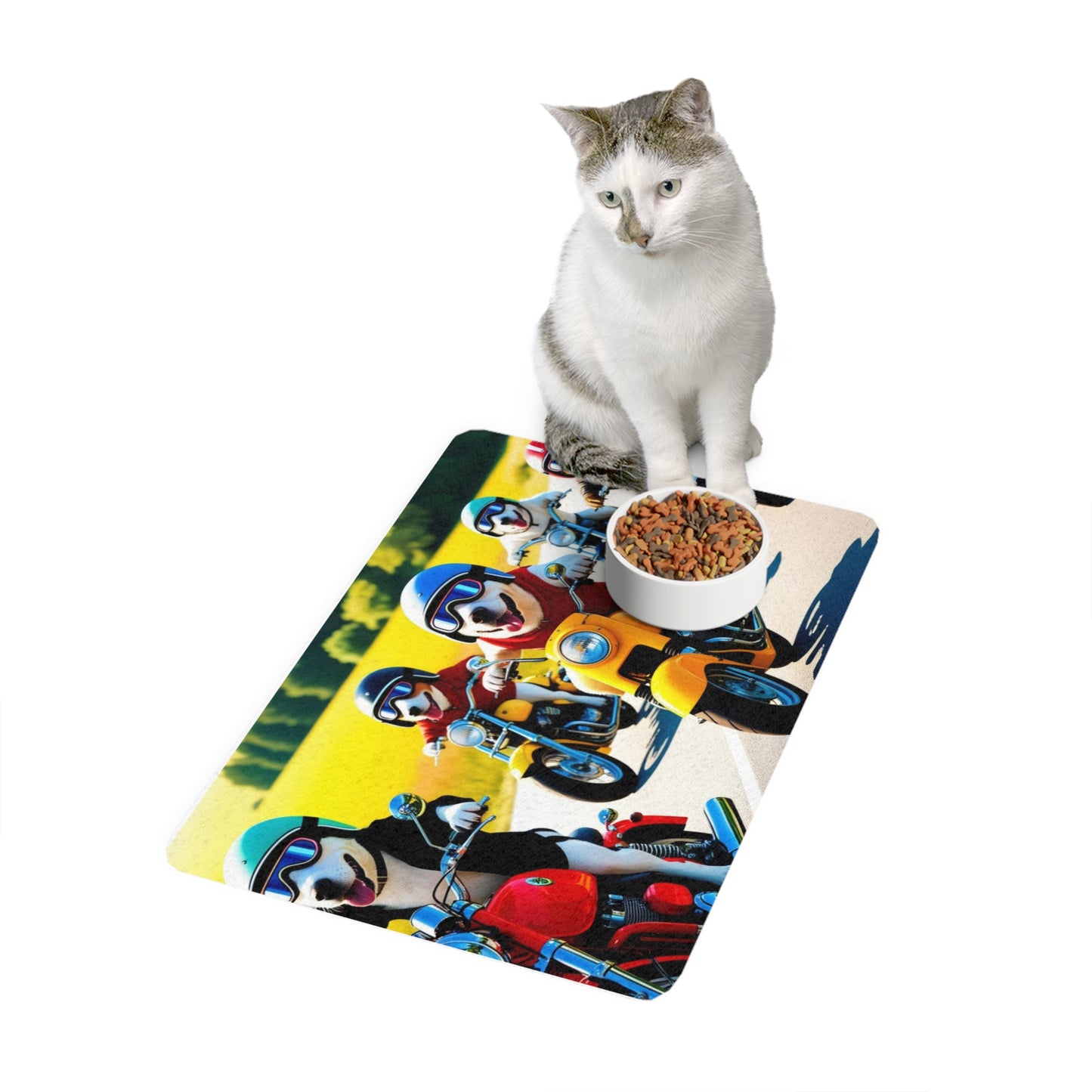 Pet Food Mat (12x18) - Biker Dogs