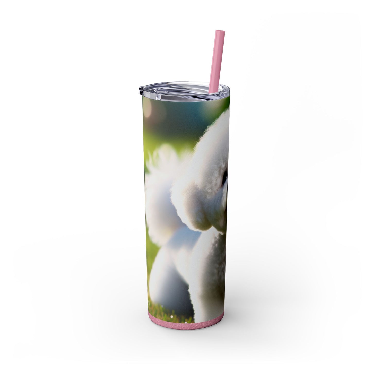 Bichon Frise Skinny Tumbler with Straw, 20oz