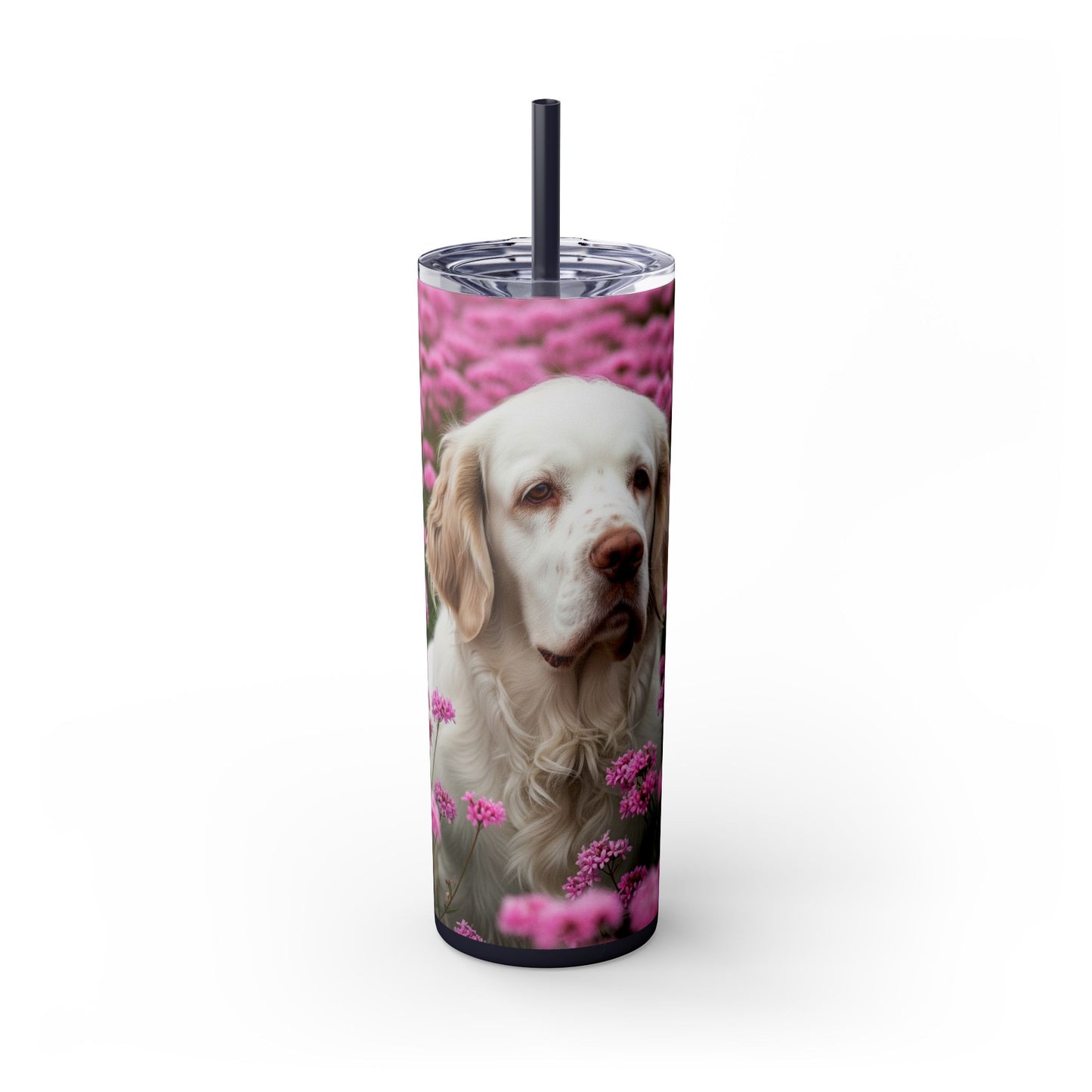 Gobelet isotherme Clumber Spaniel avec paille, 590 ml