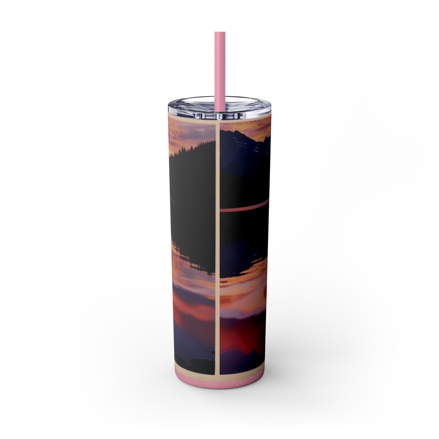 Mountain Lake Sunrise Skinny Tumbler with Straw, 20oz