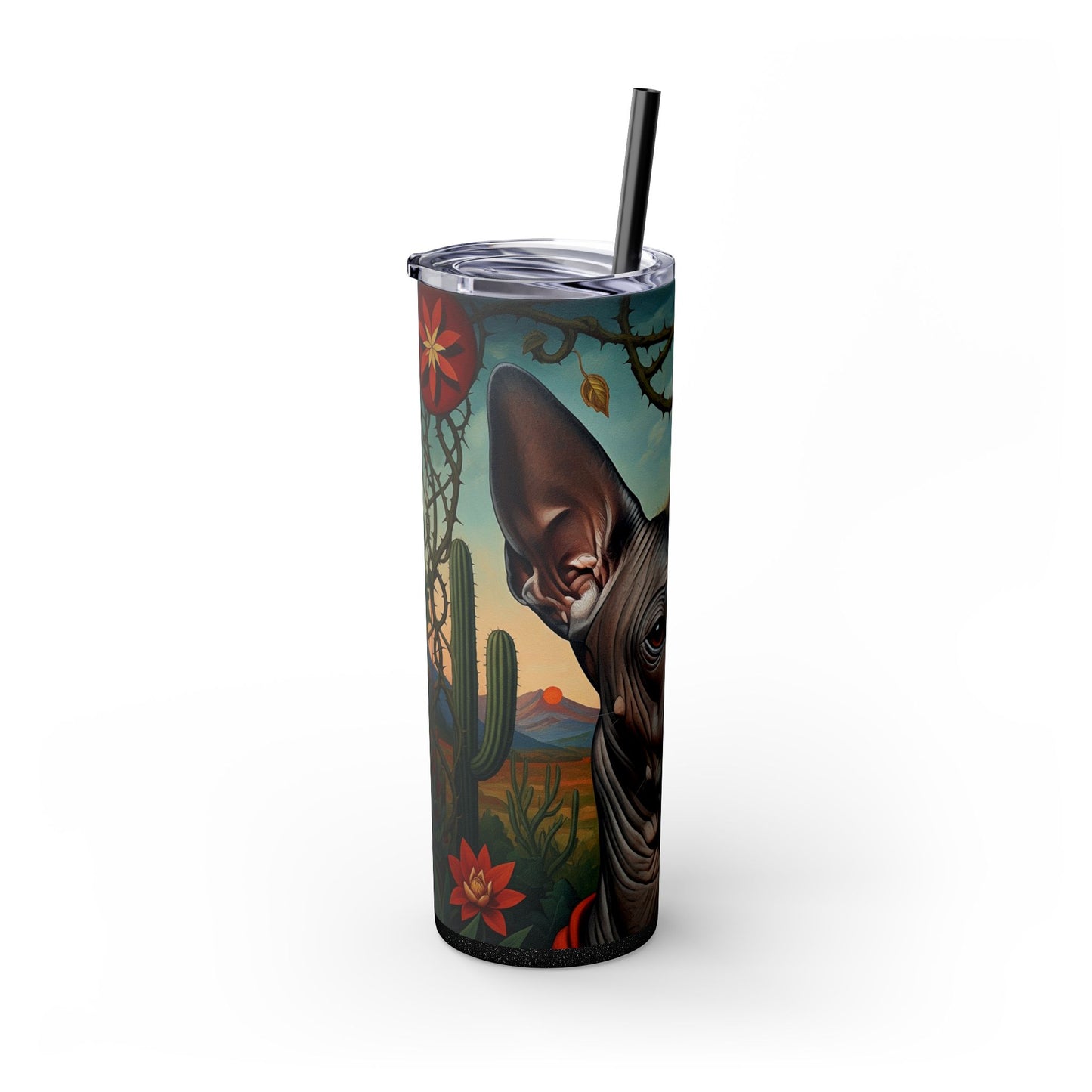 Xoloitzcuintli Skinny Tumbler with Straw, 20oz