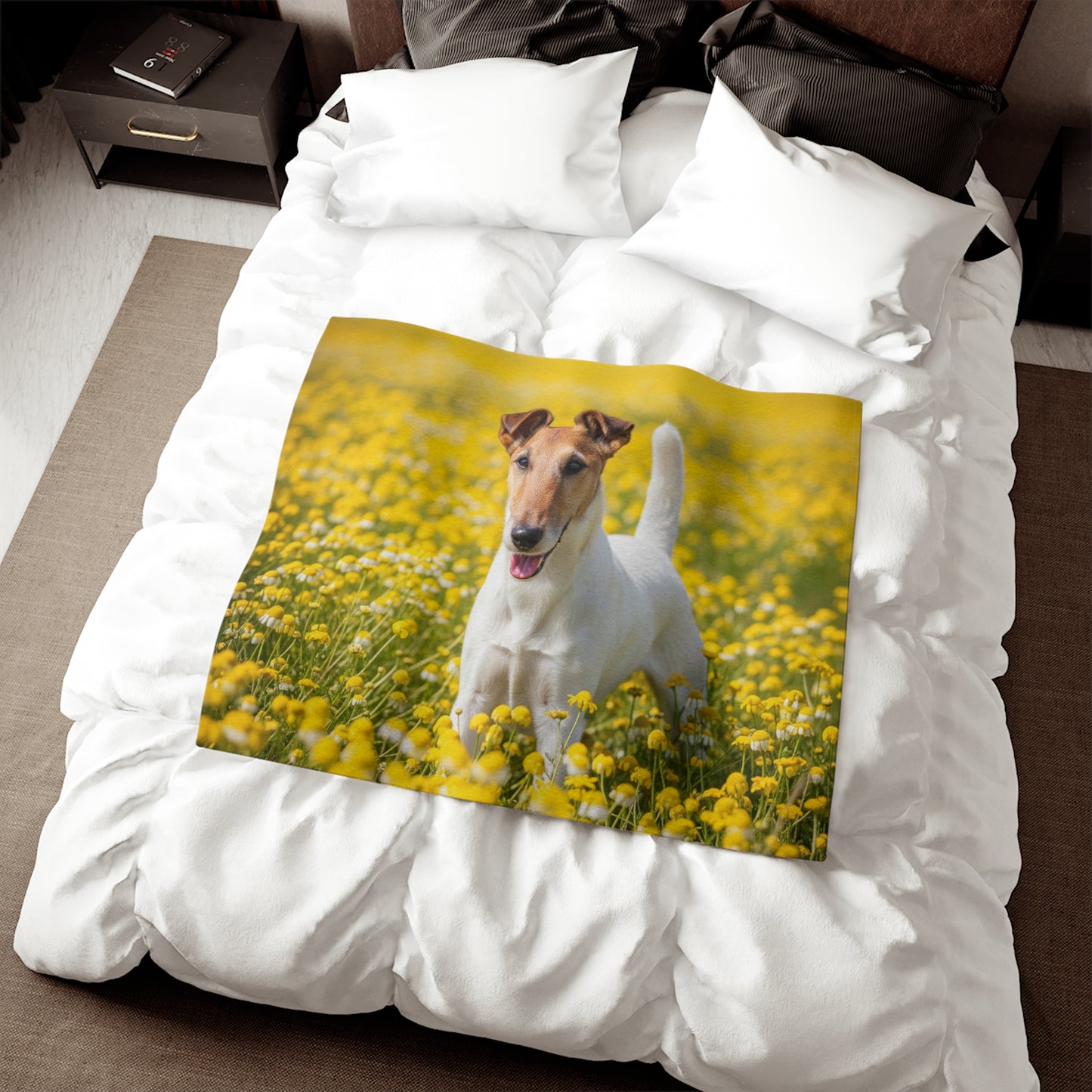 Manta tipo sudadera con diseño de fox terrier liso