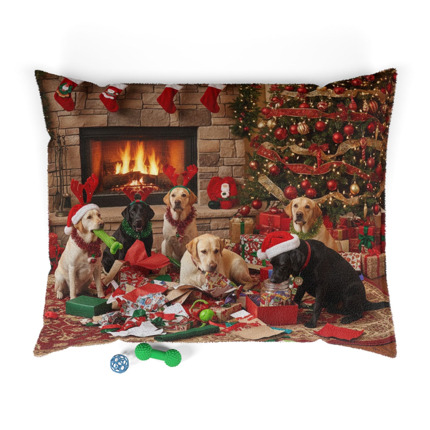 Festive Holiday Fireplace Pet Bed