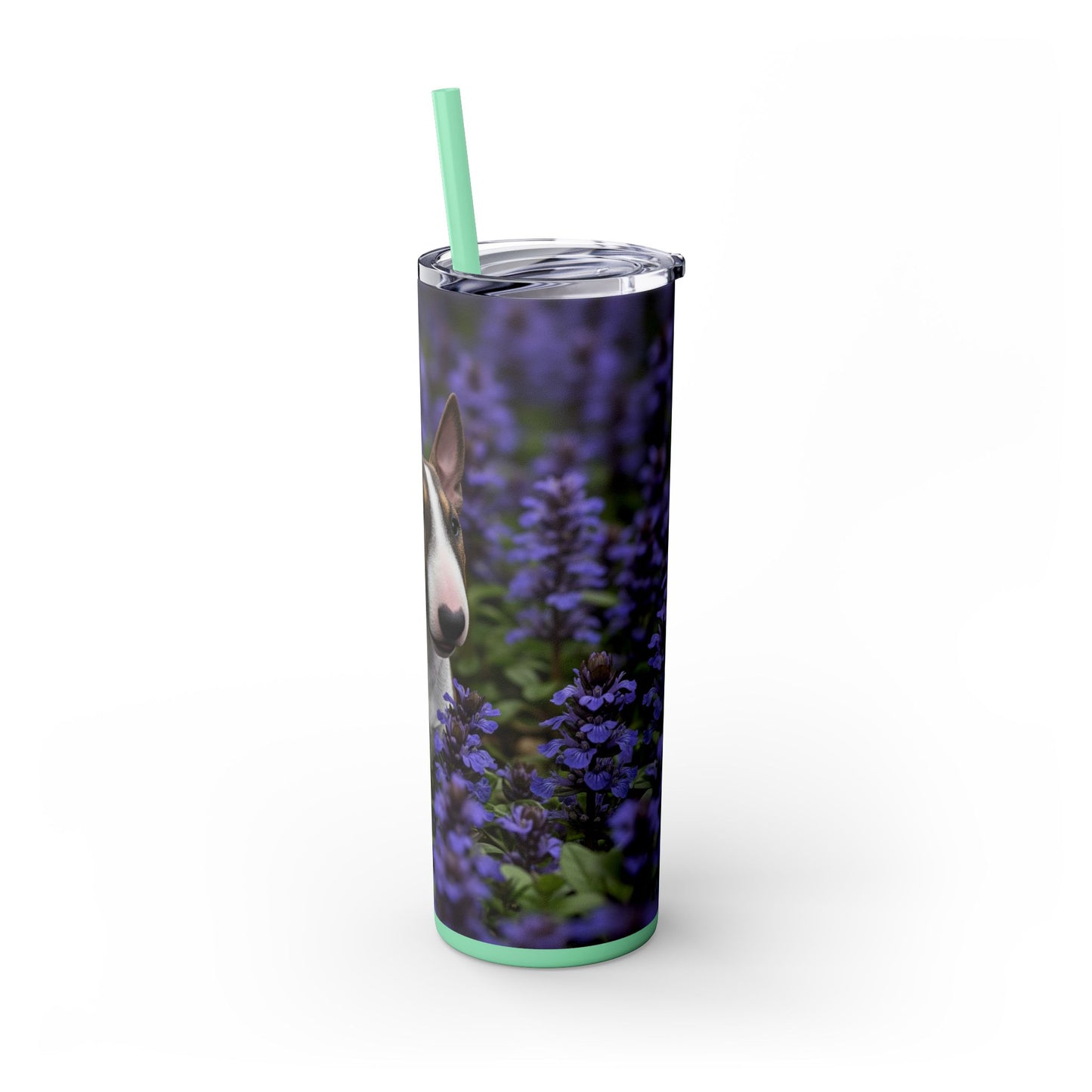 Miniature Bull Terrier Skinny Tumbler with Straw, 20oz