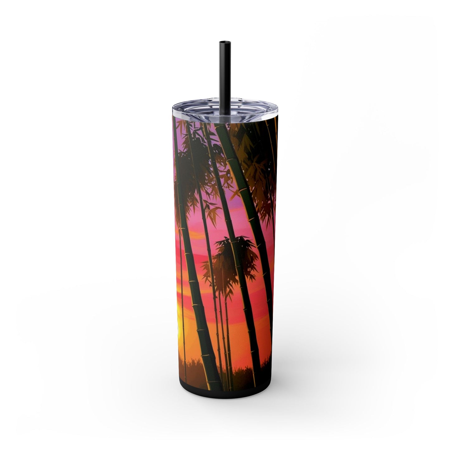 Bamboo Forest Sunrise Skinny Tumbler with Straw, 20oz