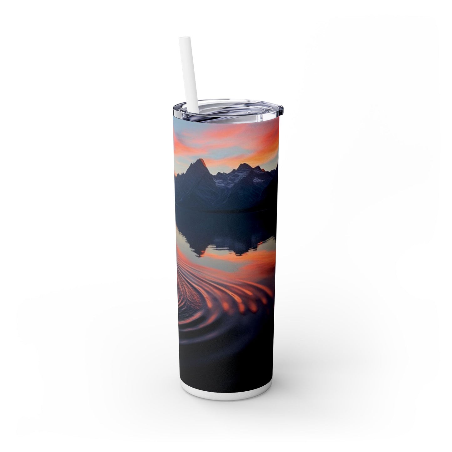 Ripple in a Mountain Lake Skinny Tumbler with Straw, 20oz