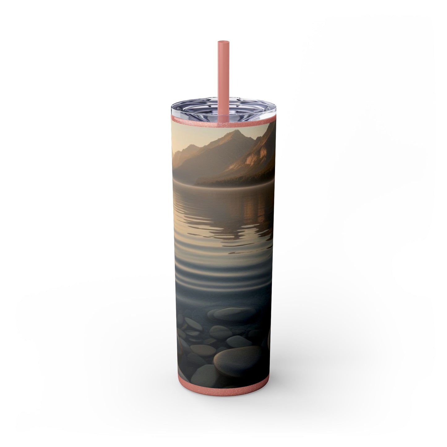 Ripple in a Mountain Lake Skinny Tumbler with Straw, 20oz