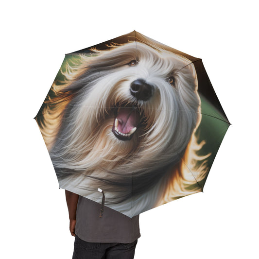 Bearded Collie Semi-Automatic Foldable Umbrella