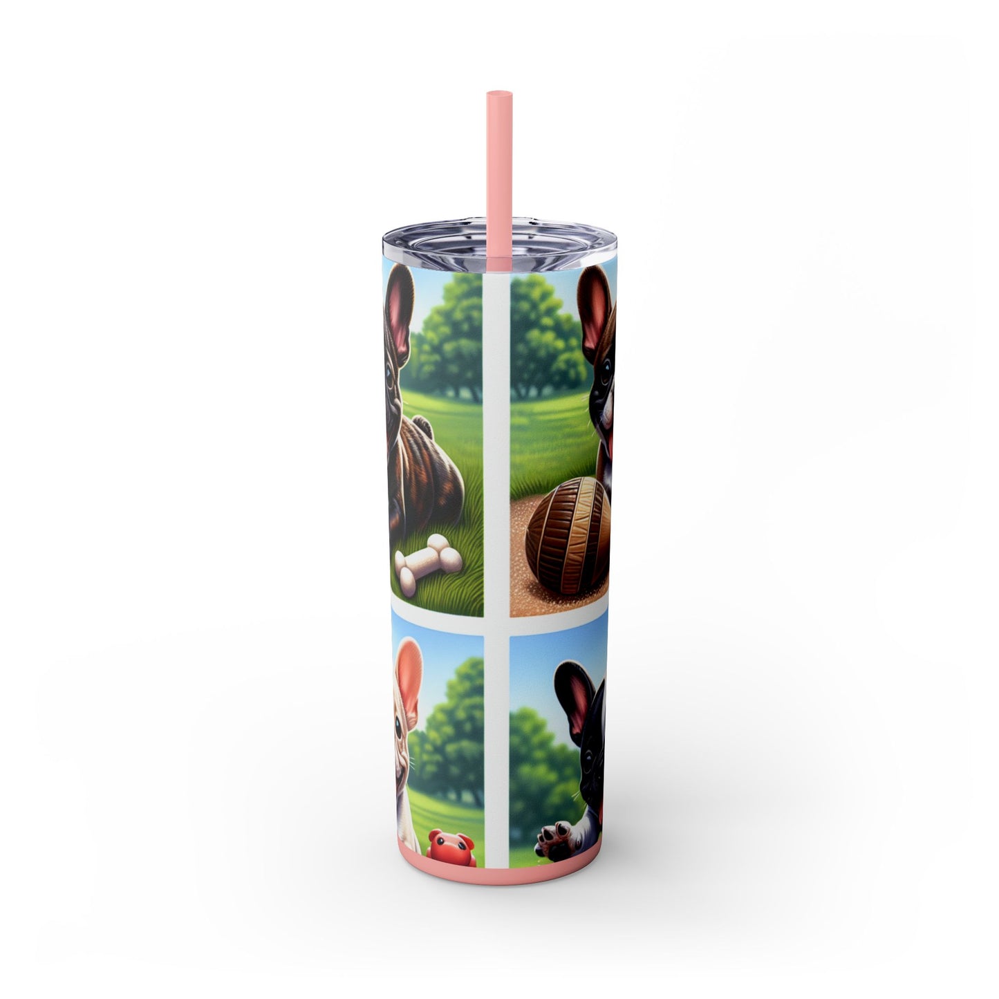 French Bulldog Skinny Tumbler with Straw, 20oz