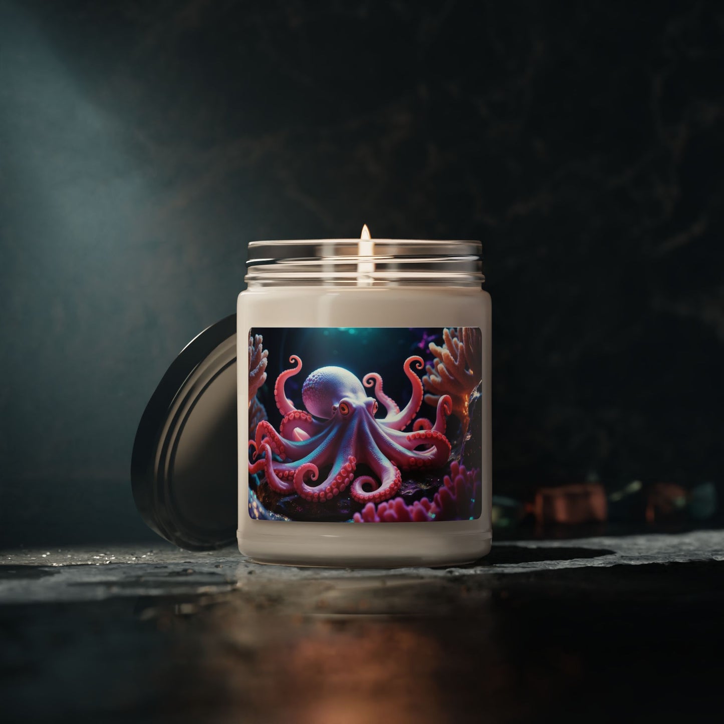 Octopus in Coral- Scented Soy Candle, 9oz