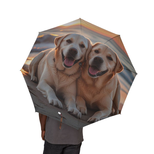 Labrador Retriever Love Semi-Automatic Foldable Umbrella