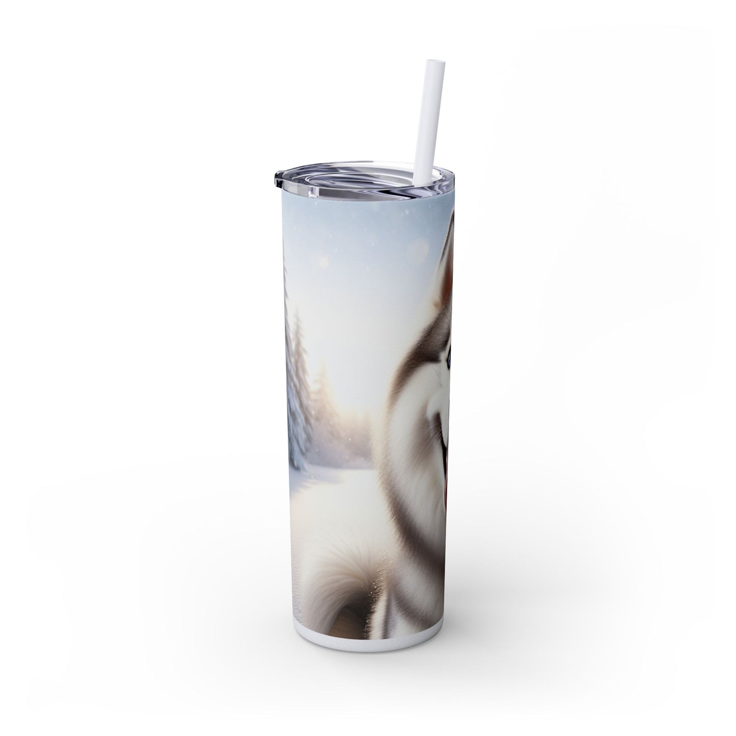 Siberian Husky Skinny Tumbler with Straw, 20oz