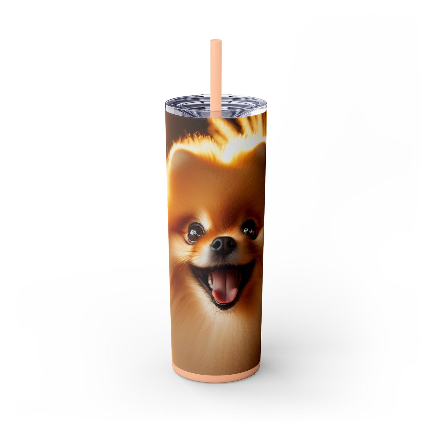 Pomeranian Skinny Tumbler with Straw, 20oz