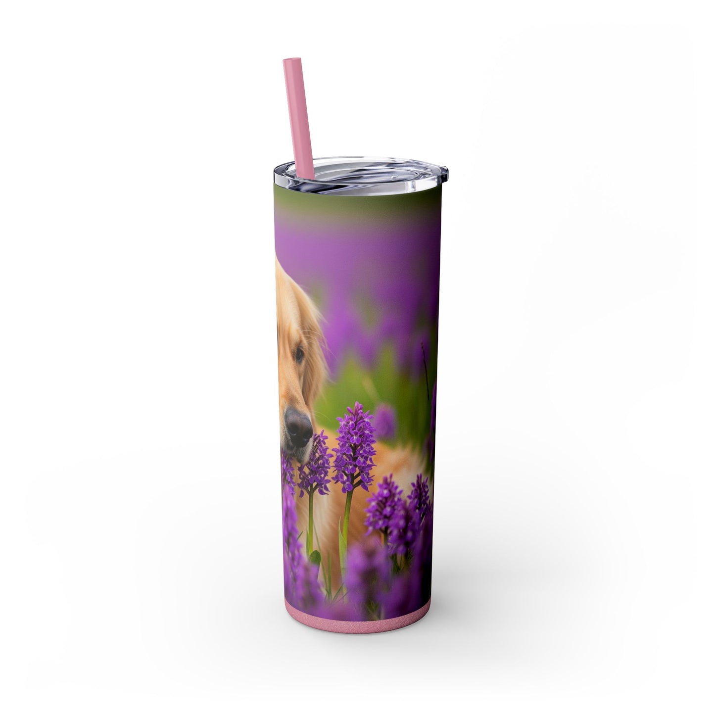 Golden Retriever Skinny Tumbler with Straw, 20oz