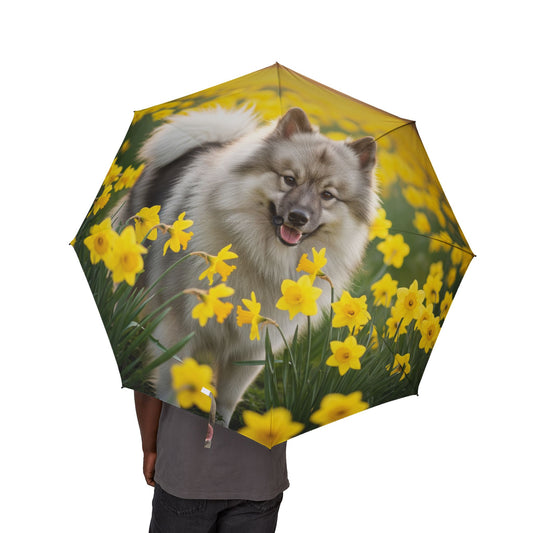 Keeshond Semi-Automatic Foldable Umbrella