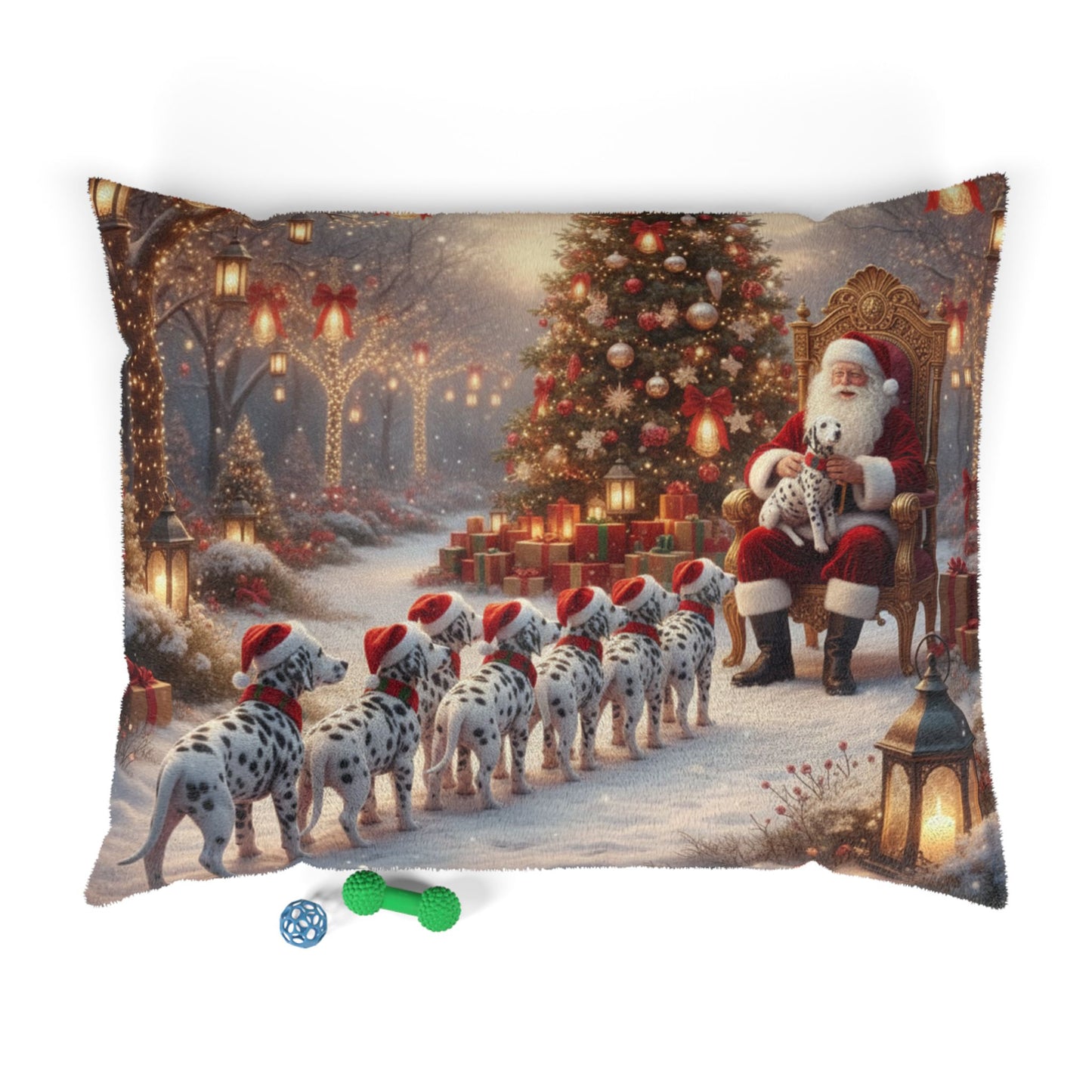 Santa and Dalmatian Puppies Pet Bed