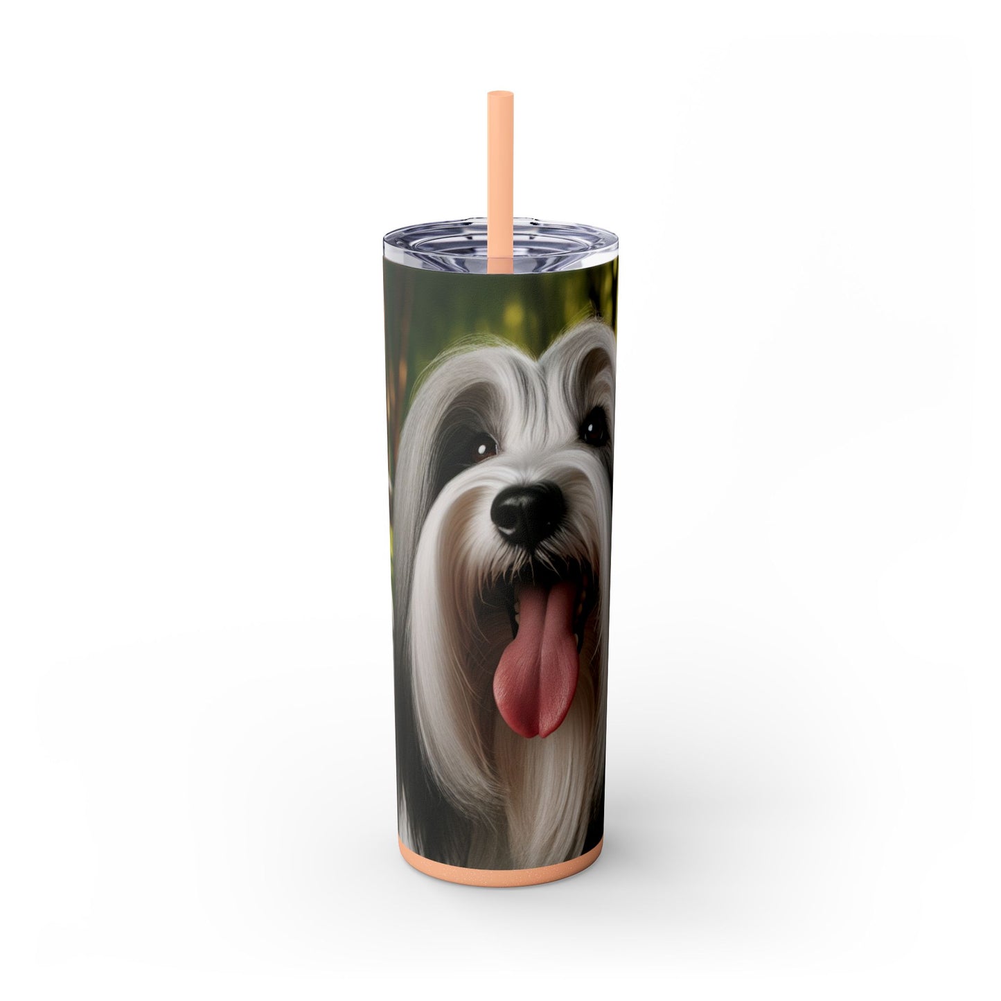 Tibetan Terrier Skinny Tumbler with Straw, 20oz