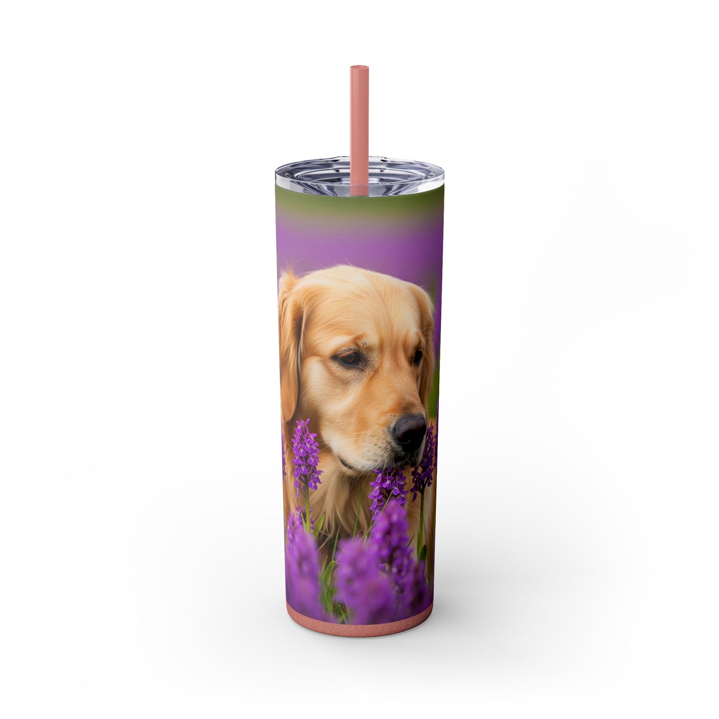 Golden Retriever Skinny Tumbler with Straw, 20oz