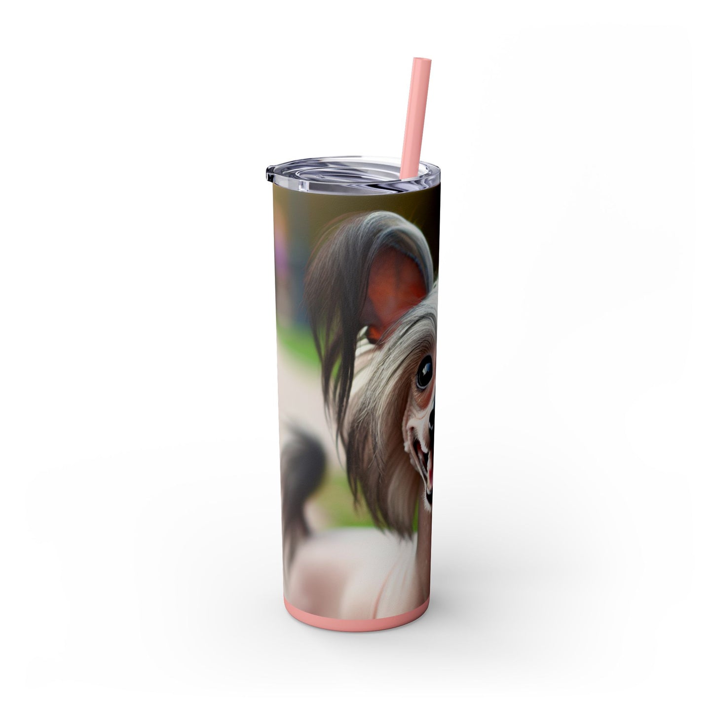 Gobelet isotherme à motif chien chinois à crête avec paille, 590 ml