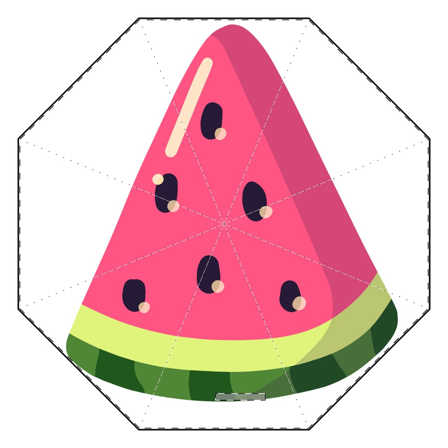 Watermelon Slice Semi-Automatic Foldable Umbrella