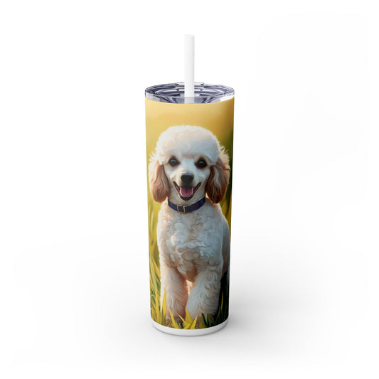 Miniature Poodle Skinny Tumbler with Straw, 20oz