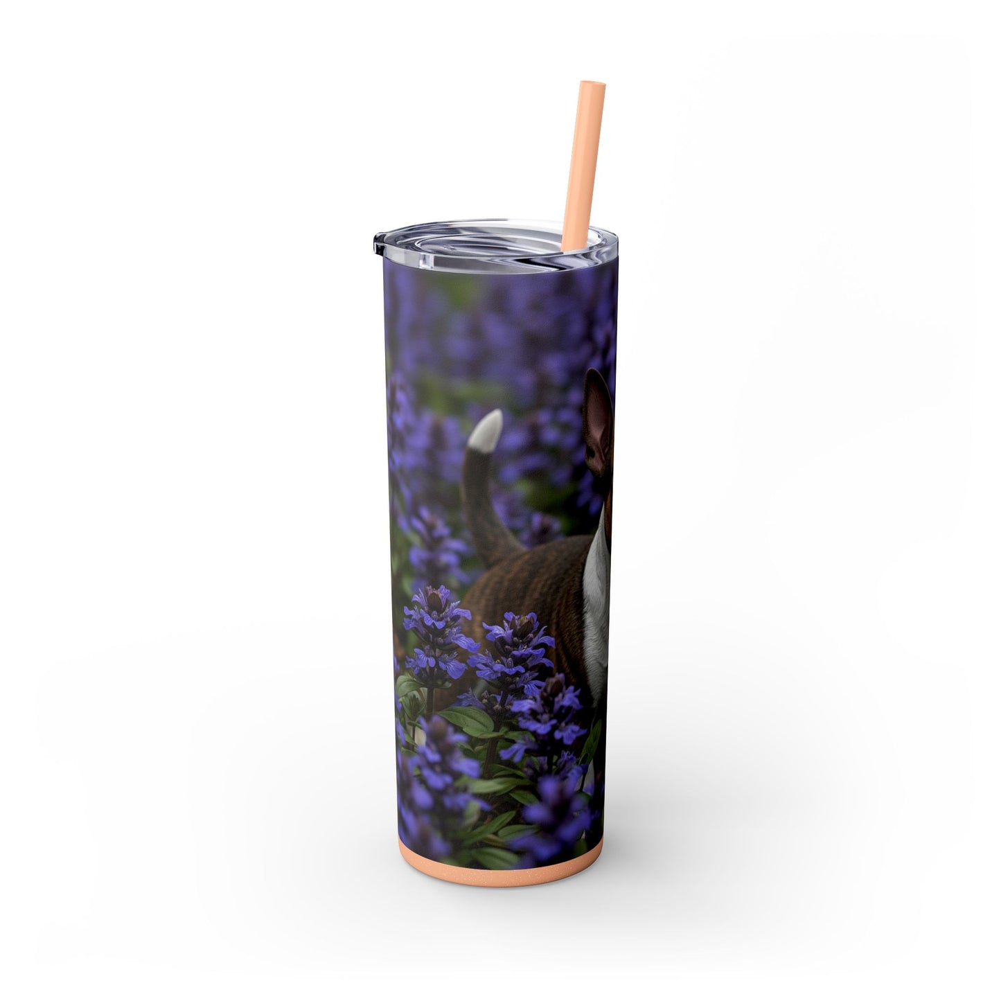 Miniature Bull Terrier Skinny Tumbler with Straw, 20oz