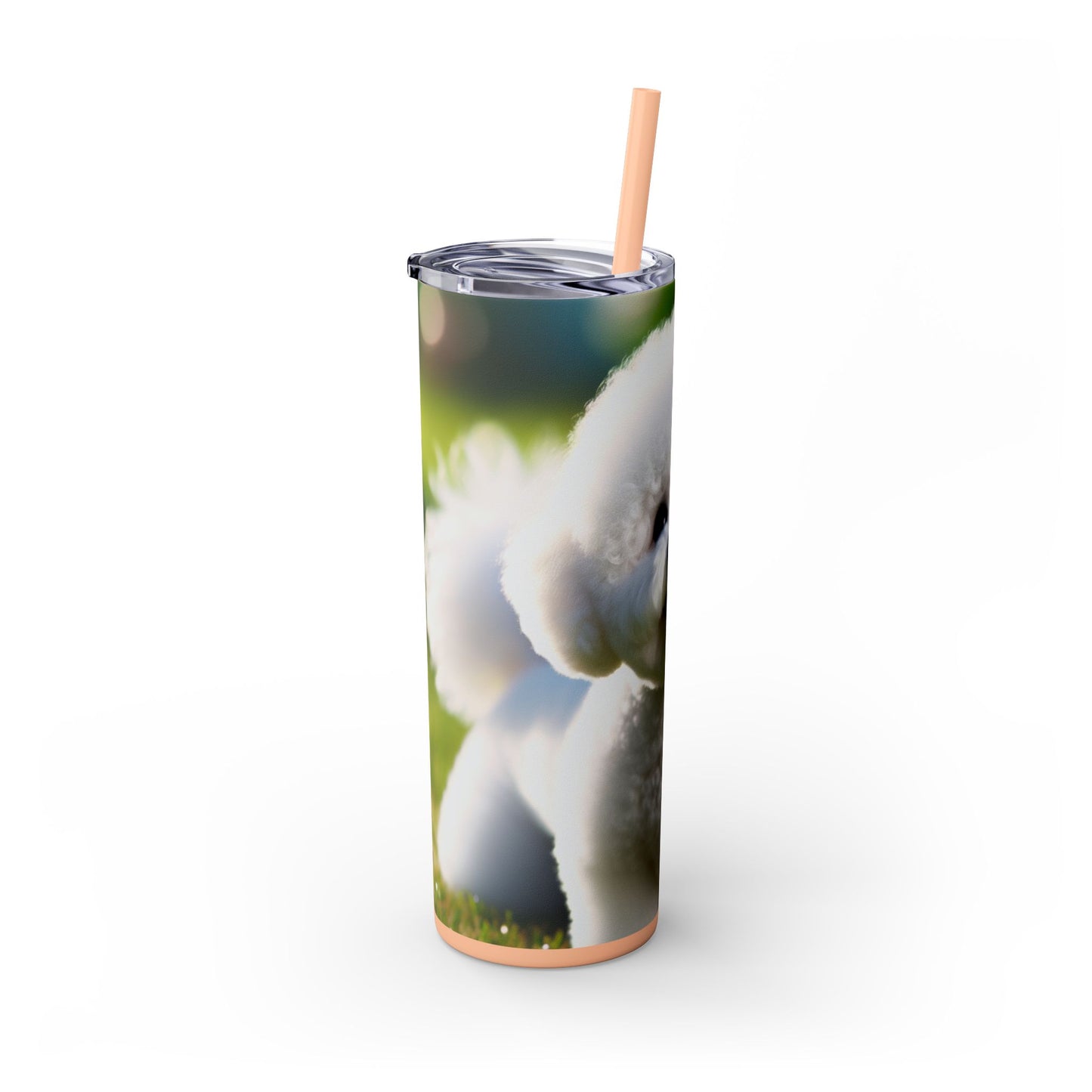 Bichon Frise Skinny Tumbler with Straw, 20oz