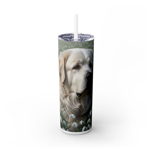 Pyrenean Mastiff Skinny Tumbler with Straw, 20oz