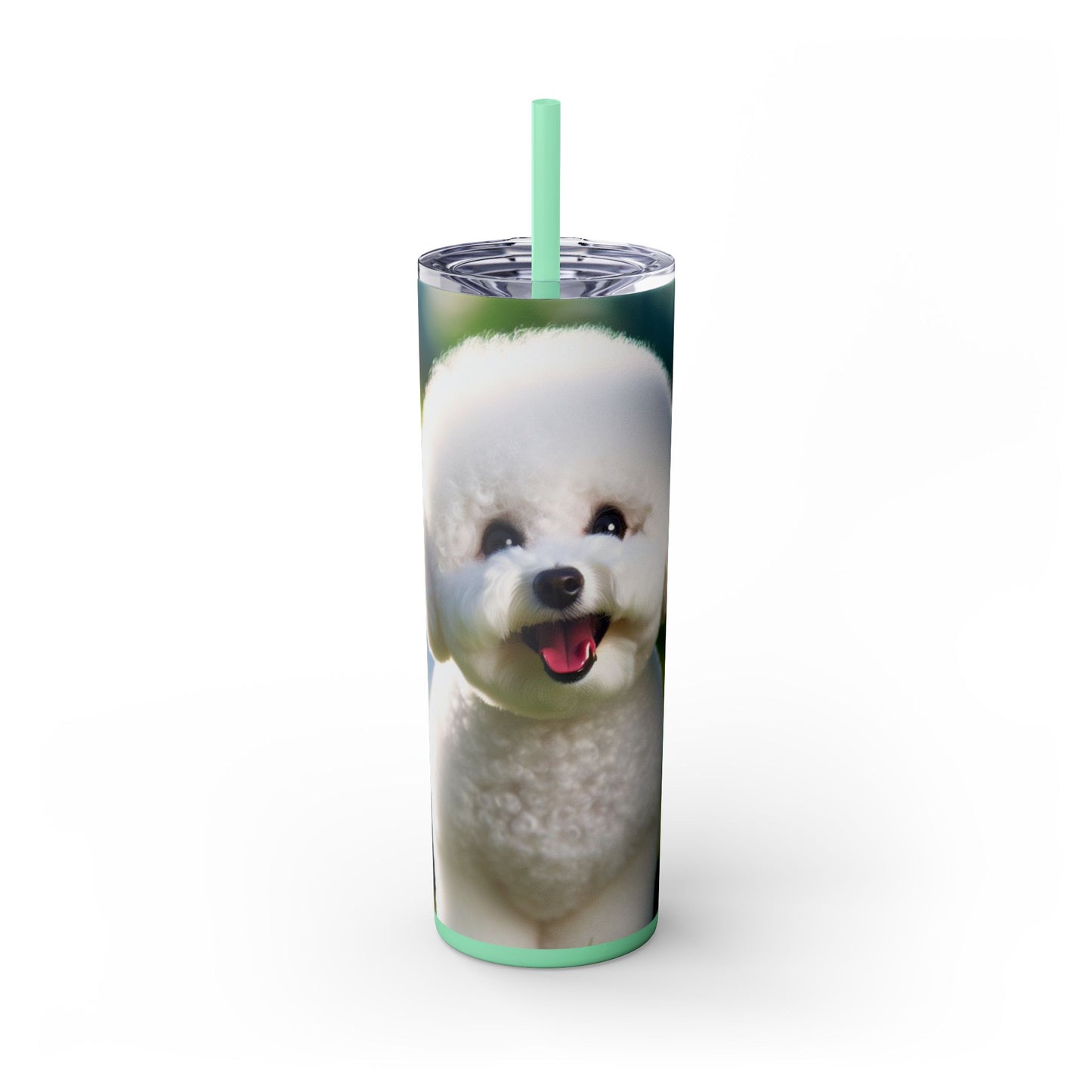 Bichon Frise Skinny Tumbler with Straw, 20oz