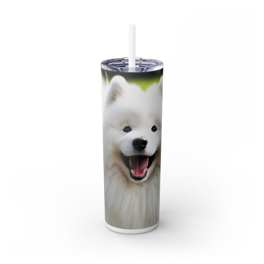 Samoyed Skinny Tumbler with Straw, 20oz