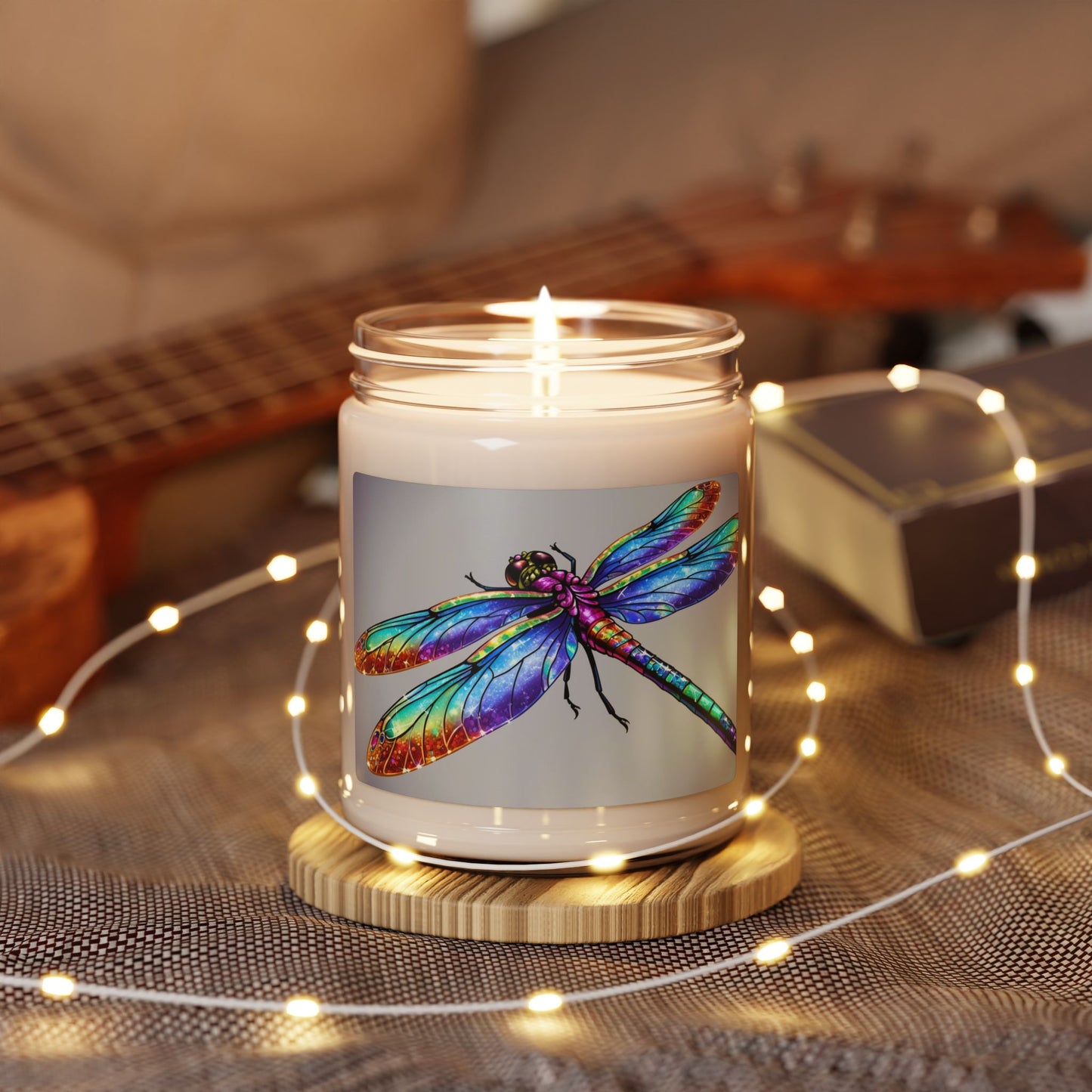 Glittery Psychedelic Dragonfly- Scented Soy Candle, 9oz