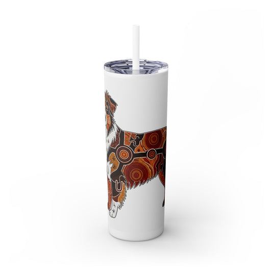 Australian Shepherd Skinny Tumbler with Straw, 20oz