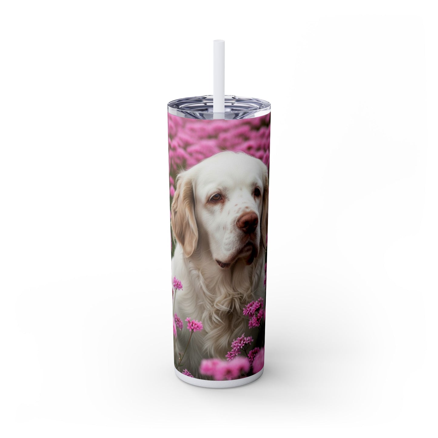 Gobelet isotherme Clumber Spaniel avec paille, 590 ml