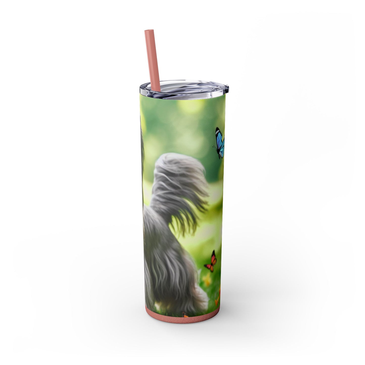 Skye Terrier Skinny Tumbler with Straw, 20oz