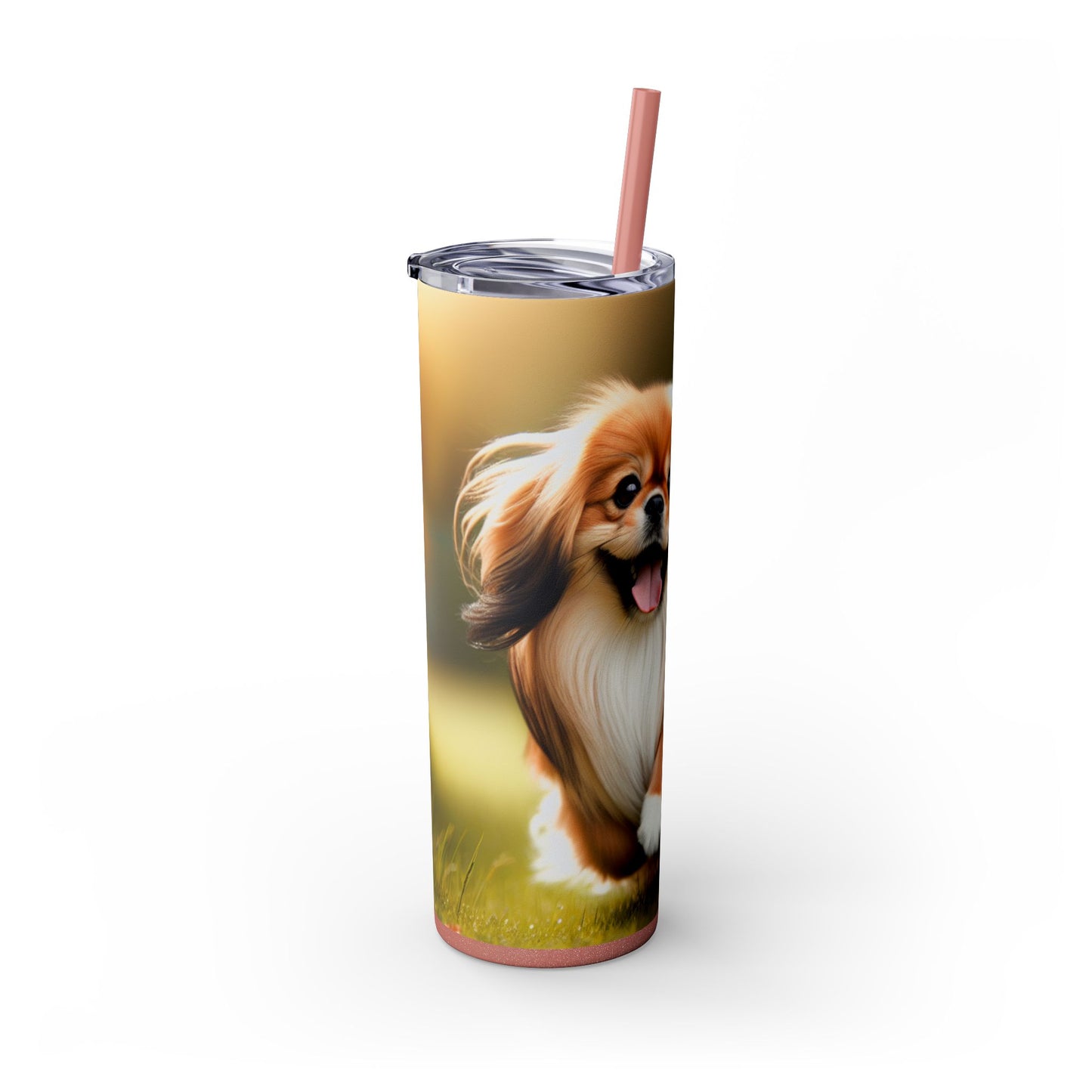 Tibetan Spaniel Skinny Tumbler with Straw, 20oz