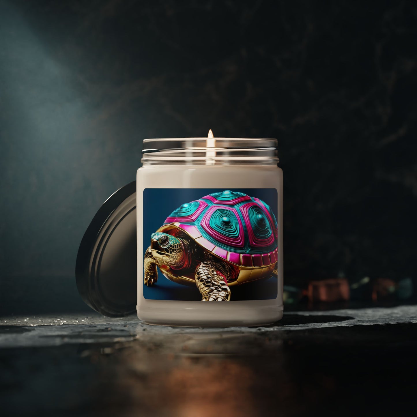 Glittery Psychedelic Turtle- Scented Soy Candle, 9oz