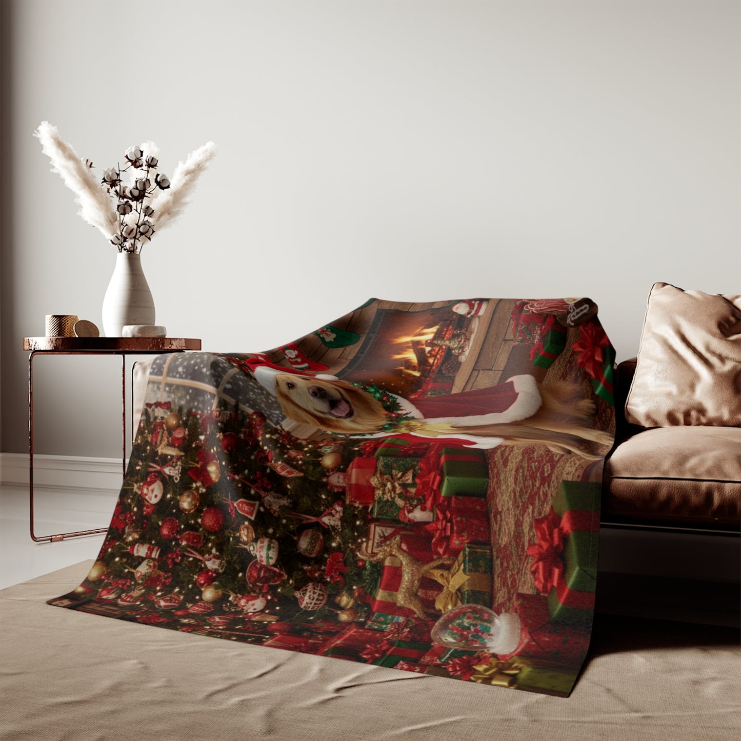 Golden Retriever Santa Blanket