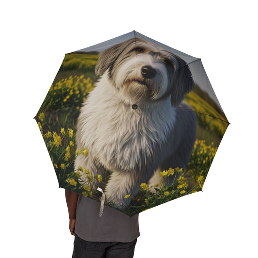 Polish Lowland Sheepdog Semi-Automatic Foldable Umbrella