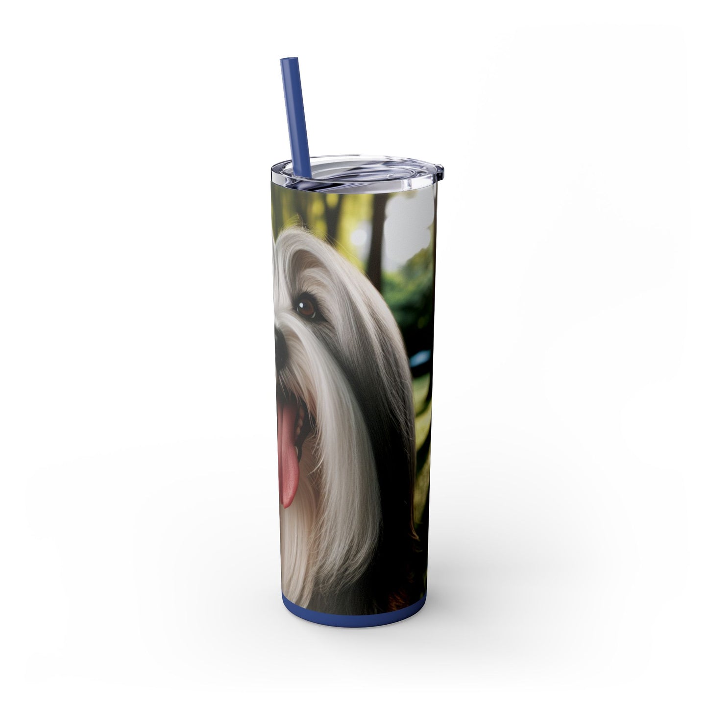 Tibetan Terrier Skinny Tumbler with Straw, 20oz