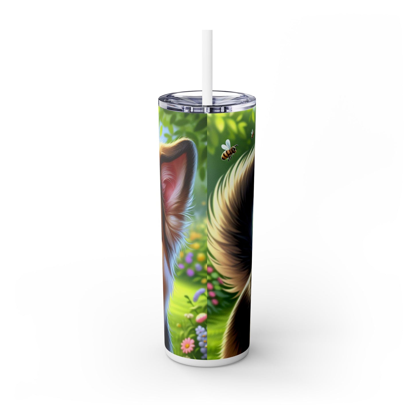 German Shepherd Skinny Tumbler with Straw, 20oz