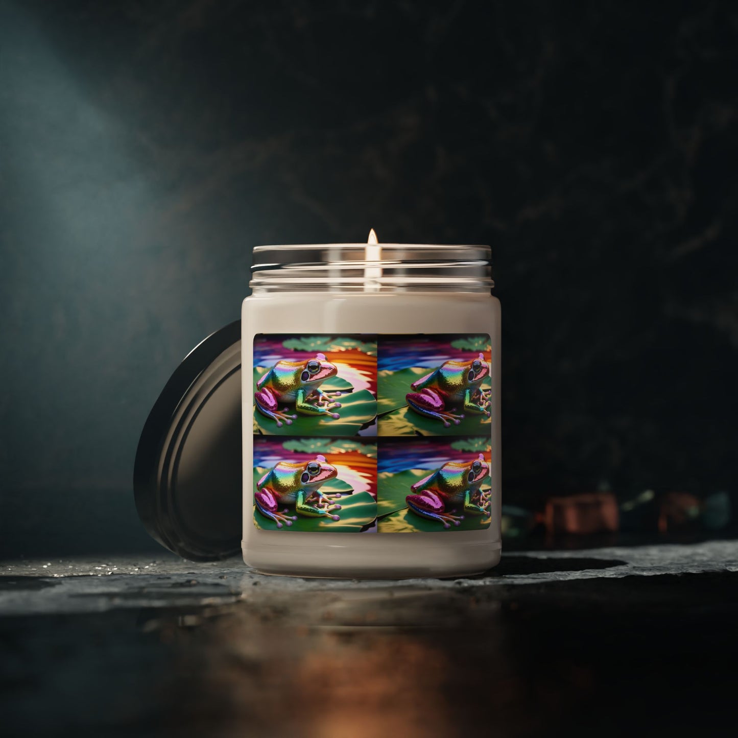 Rainbow Glittery Frog- Scented Soy Candle, 9oz