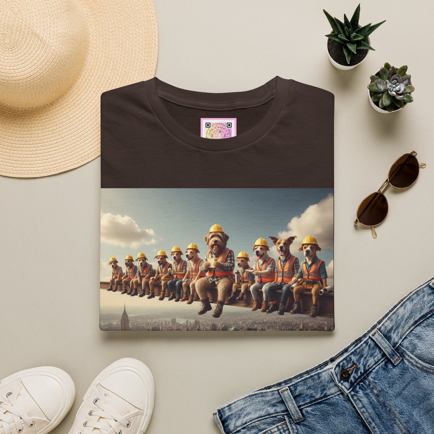 Canine Canvas Collection: Lunch atop a Skyscraper Homage Tee Shirt