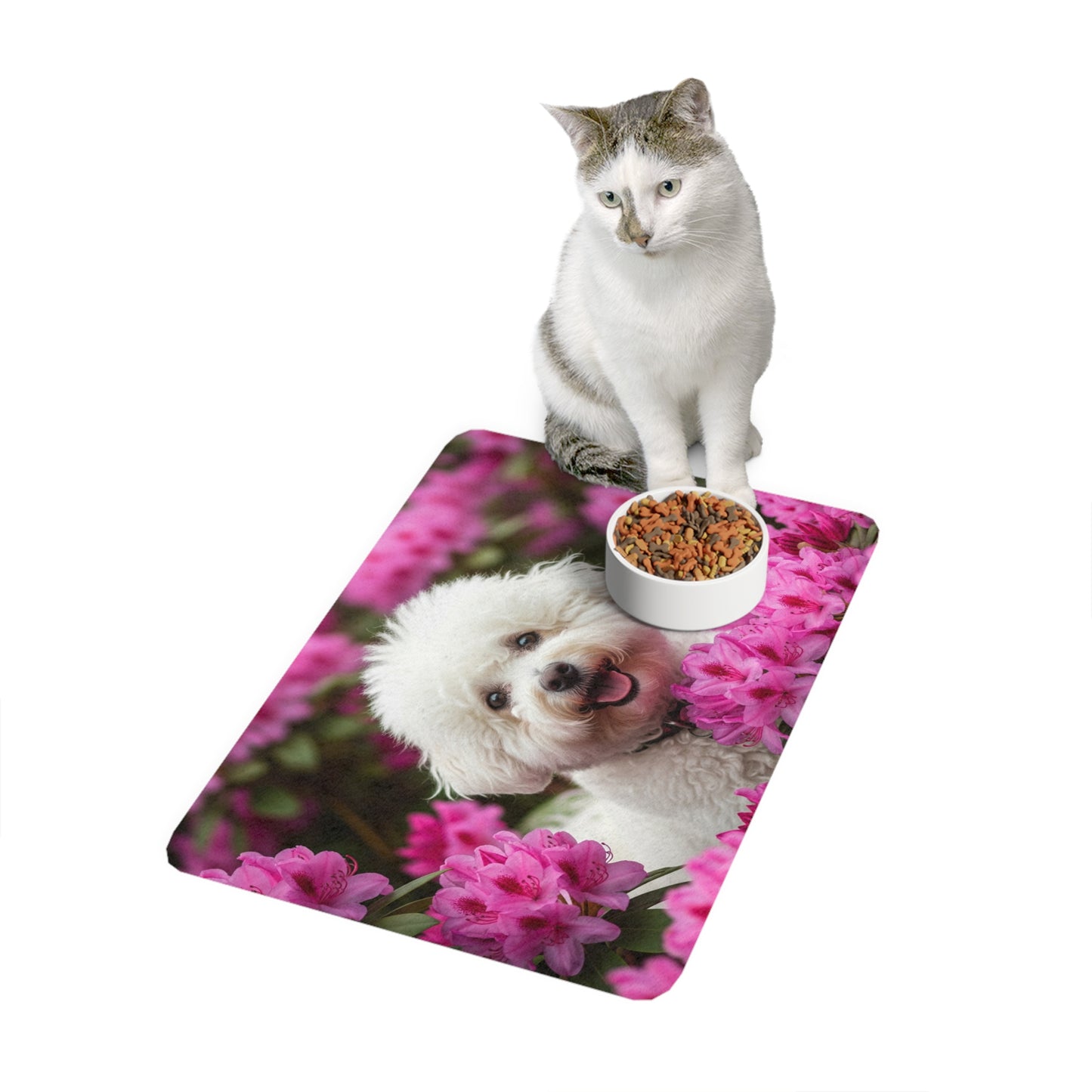 A Pet Food Mat (12x18) - A Bichon Frise