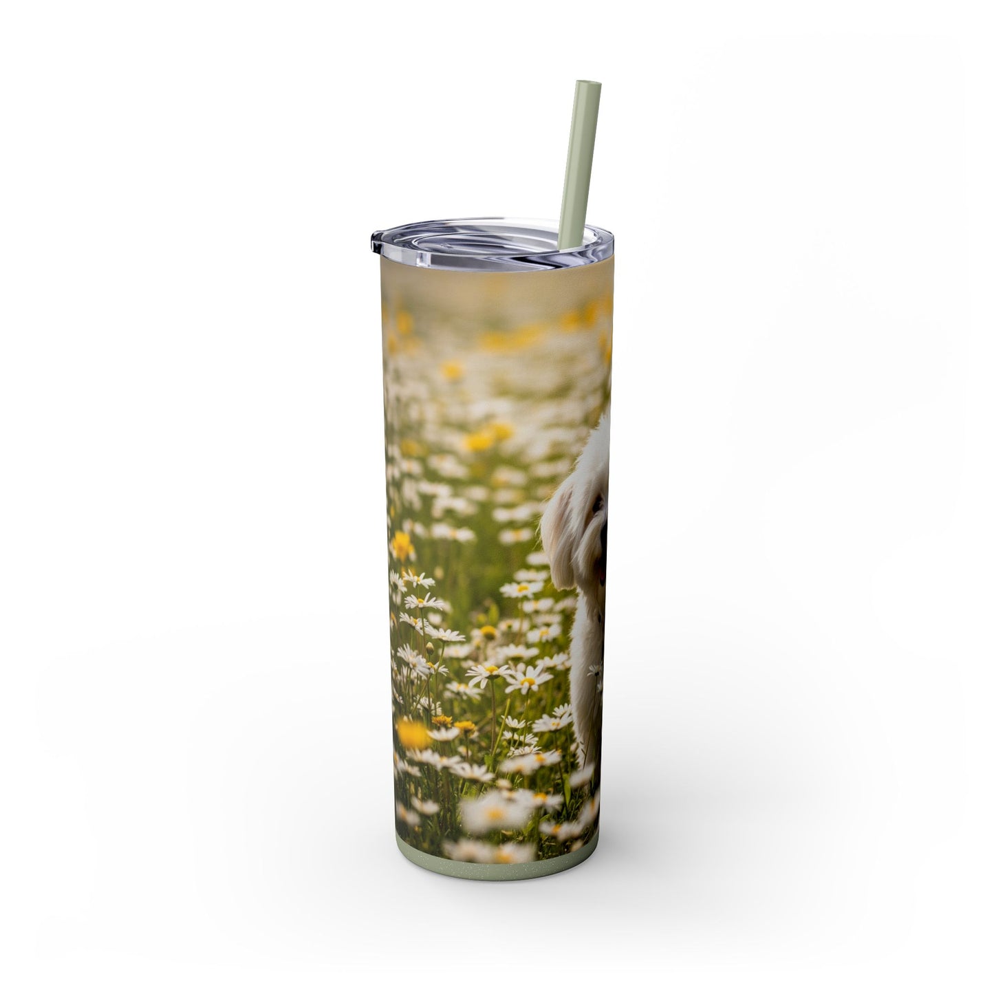Lowchen Skinny Tumbler with Straw, 20oz