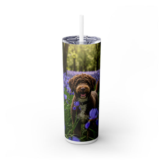 Portuguese Water Dog Skinny Tumbler with Straw, 20oz