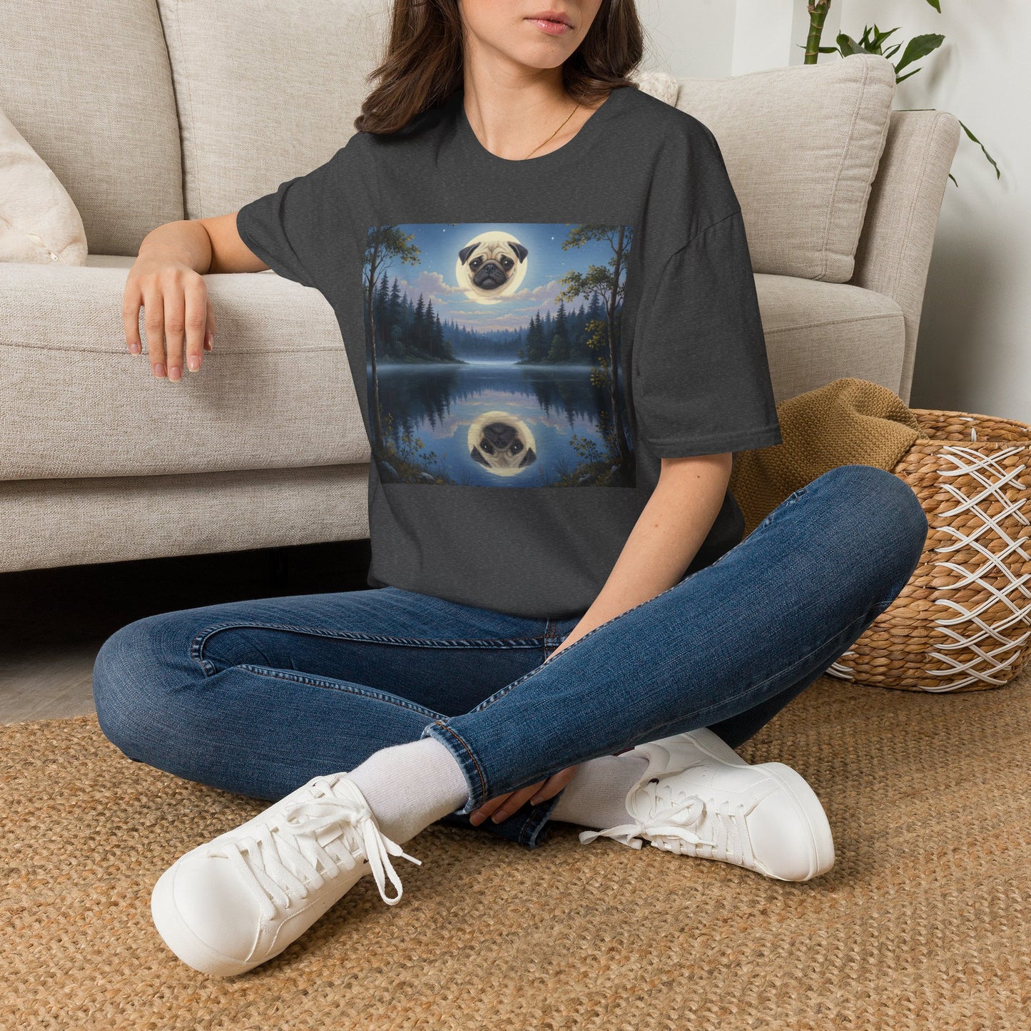 Canine Canvas Collection: Pug Moon Tee Shirt