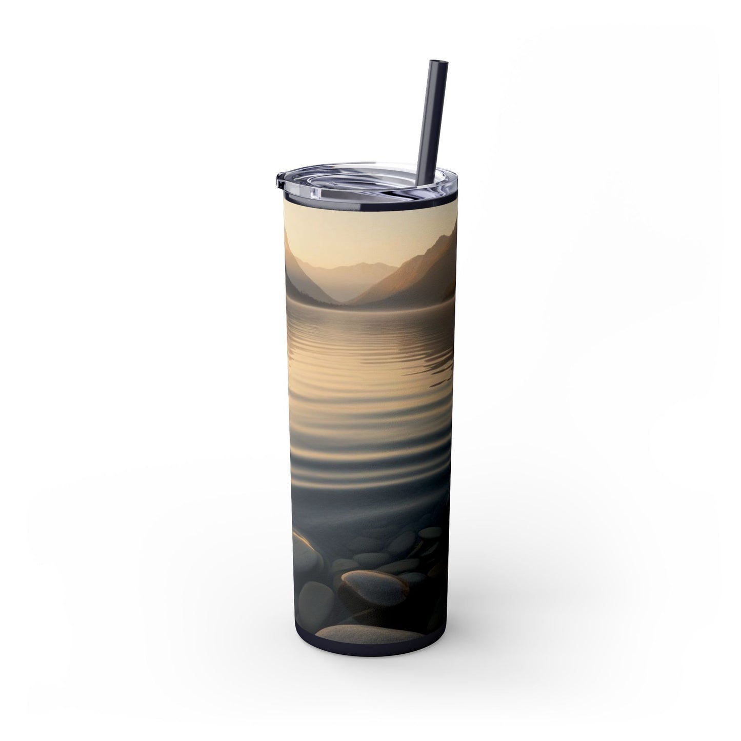 Ripple in a Mountain Lake Skinny Tumbler with Straw, 20oz
