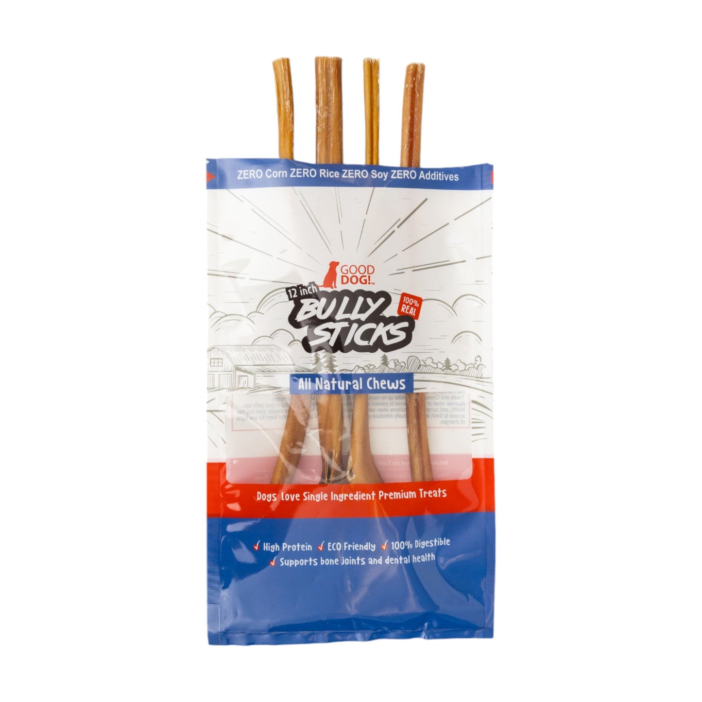 Bâtonnets à mâcher pour chiens au bœuf 100% naturel – Riches en nutriments et en protéines – Format standard de 30 cm (paquet de 4)