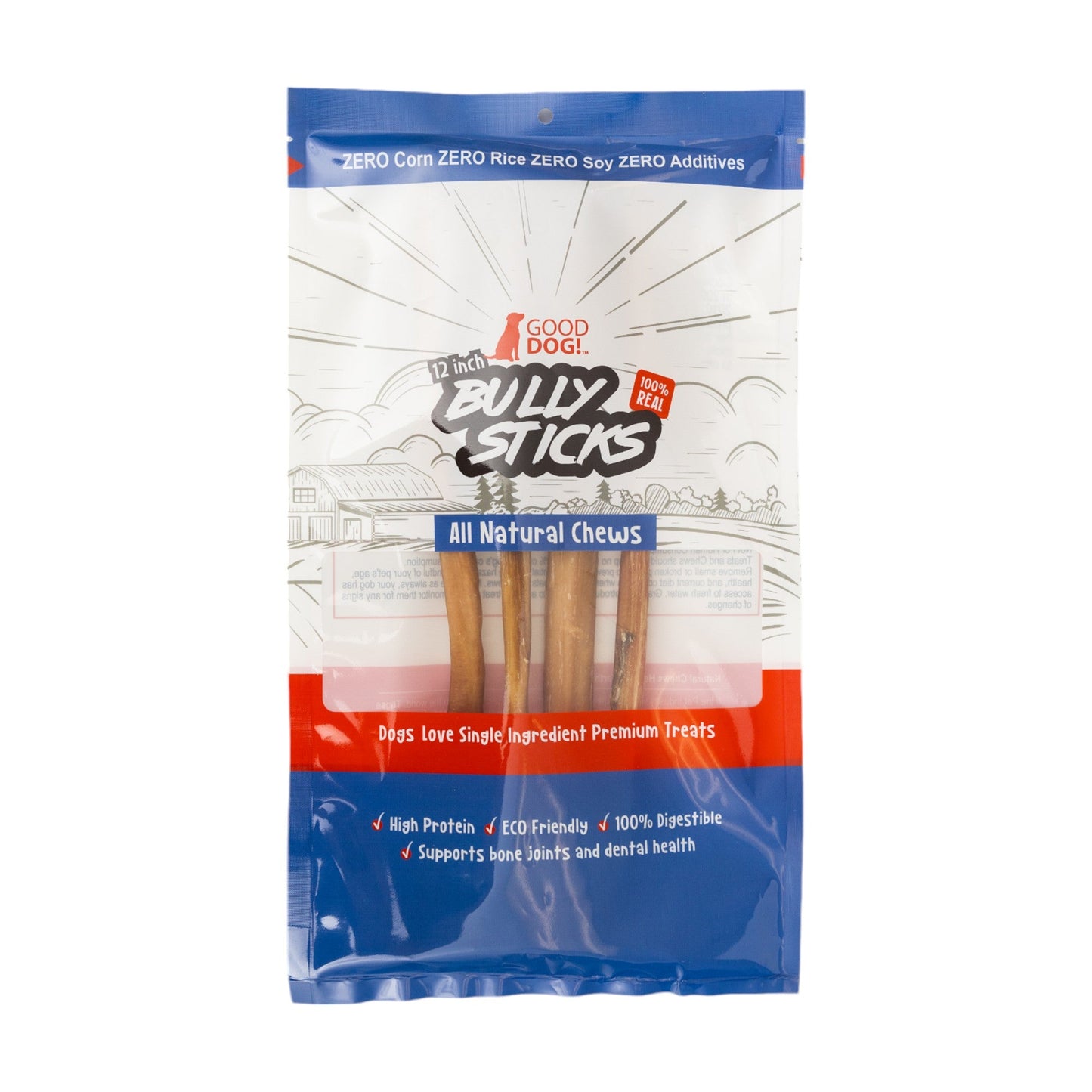 Bâtonnets à mâcher pour chiens au bœuf 100% naturel – Riches en nutriments et en protéines – Format standard de 30 cm (paquet de 4)